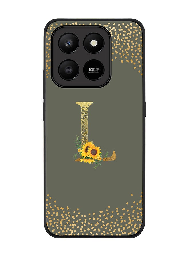 For Honor X7d 4G / X7d 5G / 400 Smart Case,Slim fit Camera Protection, Shockproof Thin Phone cover  - Custom Floral Monogram - L  (Olive Green )